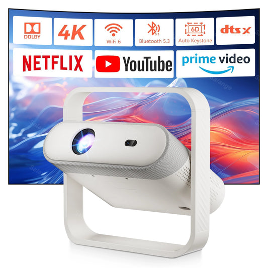 1080P Android Projector with WiFi6 Auto Focus and Bluetooth