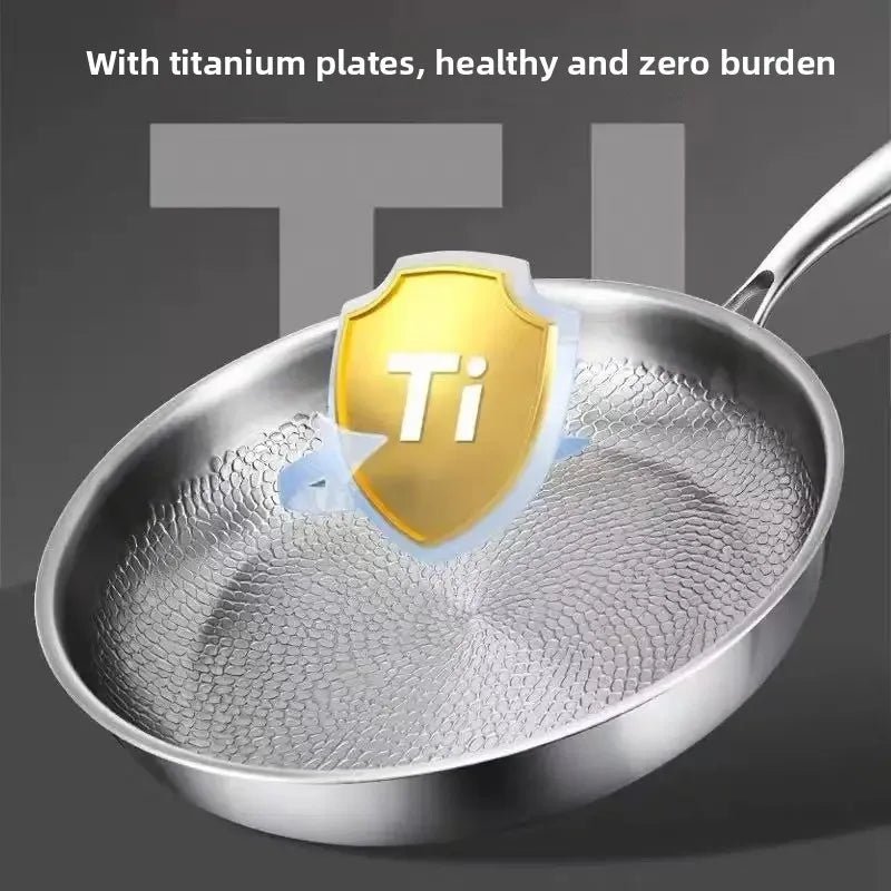 28cm Stainless Steel Flat Bottom Pan Non-Stick for Induction