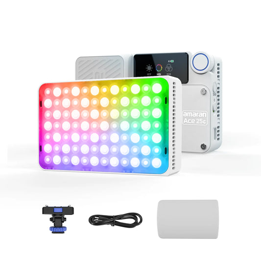 White Compact Rechargeable LED Video Light for Creators