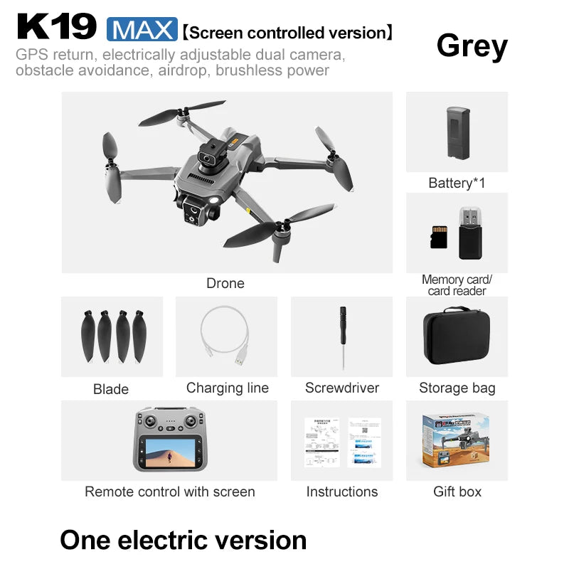 8K HD GPS Drone with 1-Battery and Screen