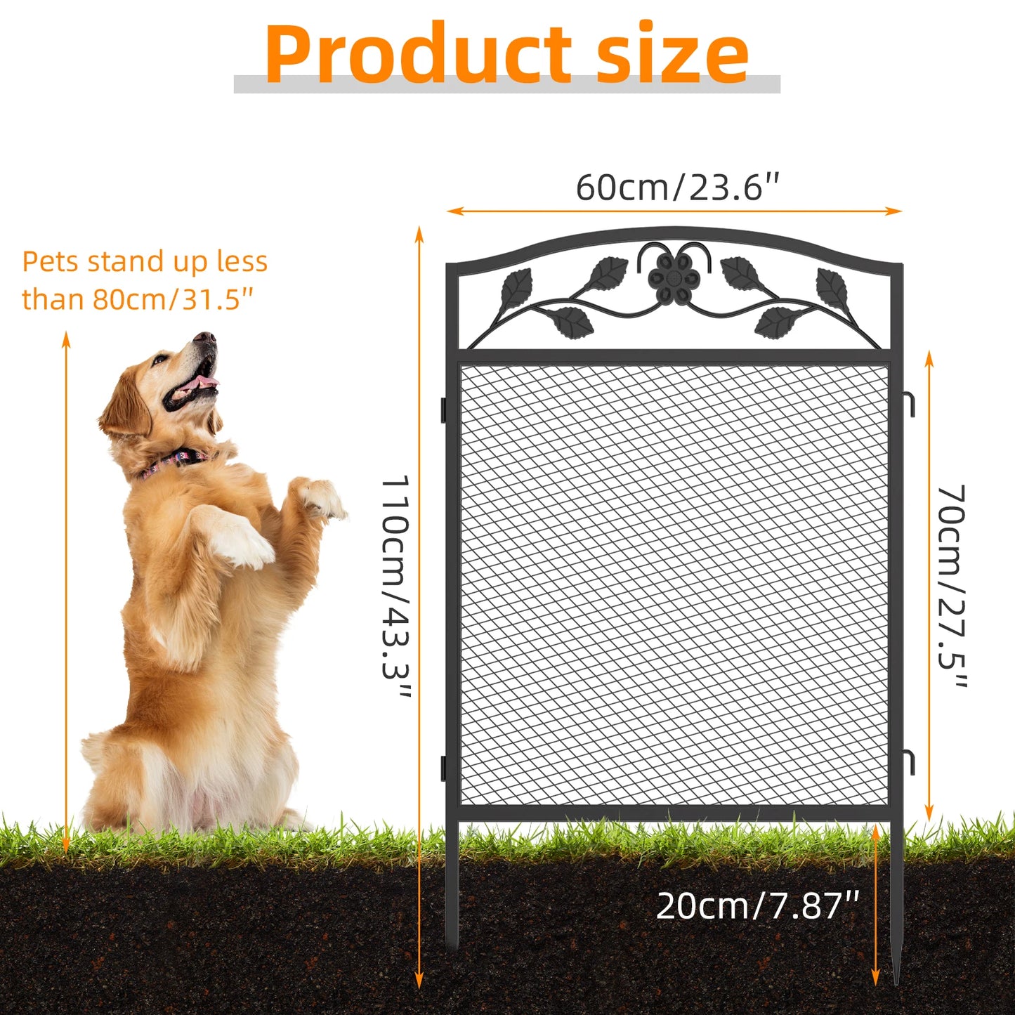 5-Piece Metal Garden Fence Panels Lawn Edging Barrier
