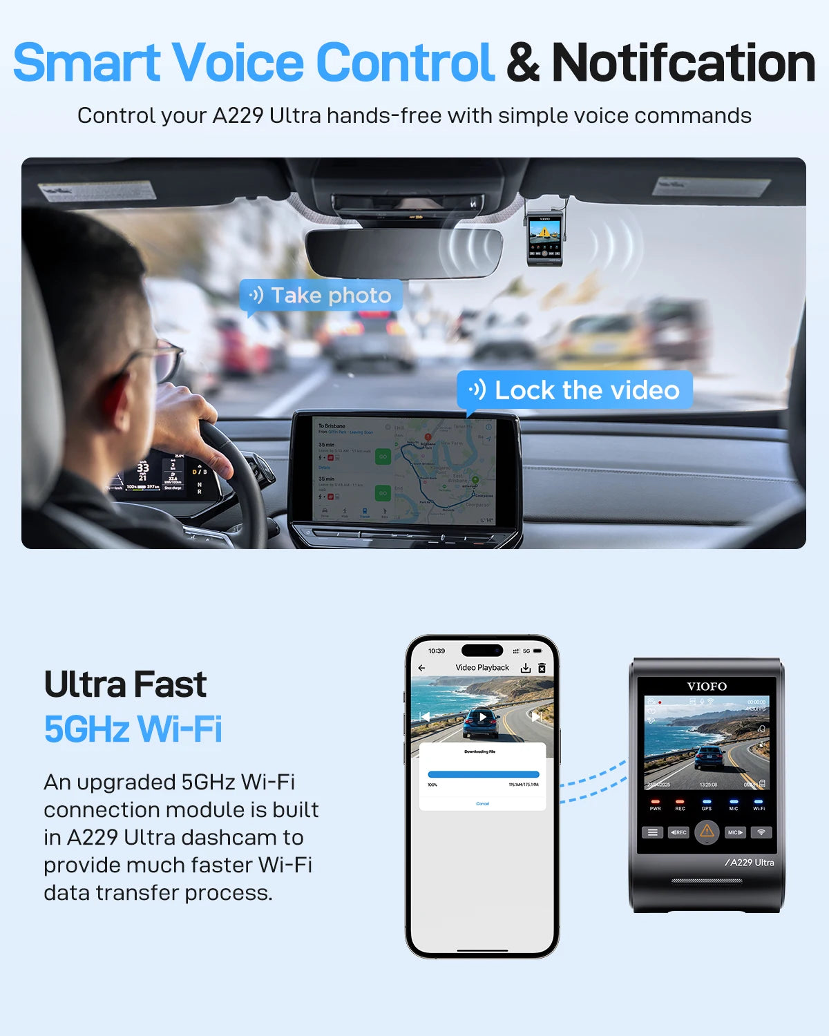 2CH 4K Dash Cam Front and Rear with 256GB Storage