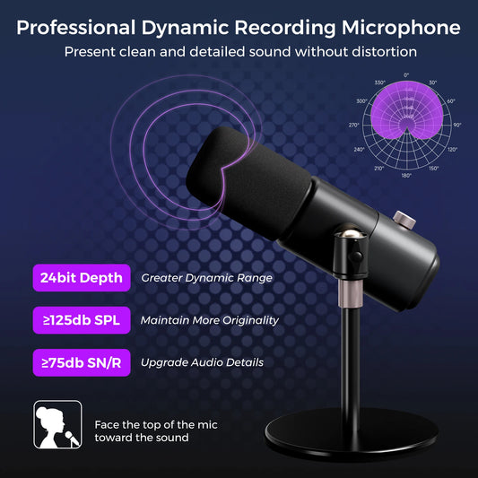 Dynamic XLR USB Microphone for Gaming and Streaming