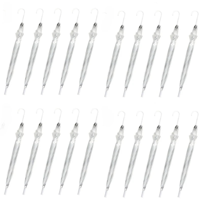 Bulk 20 Clear Party Umbrellas with J Hook Handles