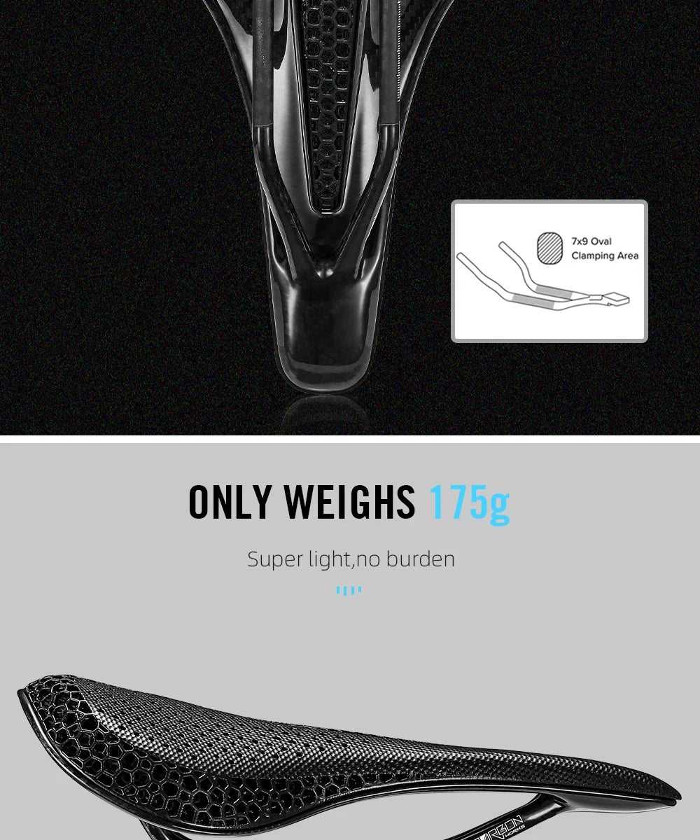 Ultralight 3D Printed Bike Saddle 175g for Road and MTB