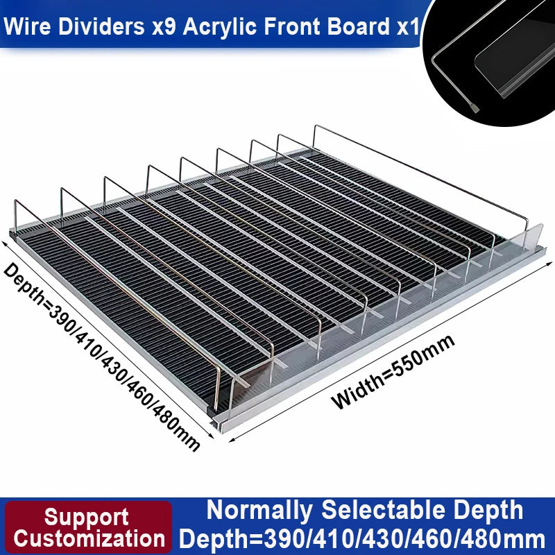 550x460mm Freezer Bottle Glide Roller Rack