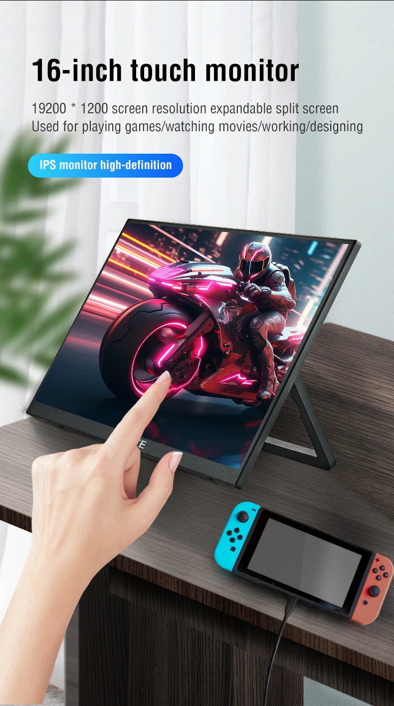 16 Inch HDR Touch Portable Monitor Laptop Console Extension
