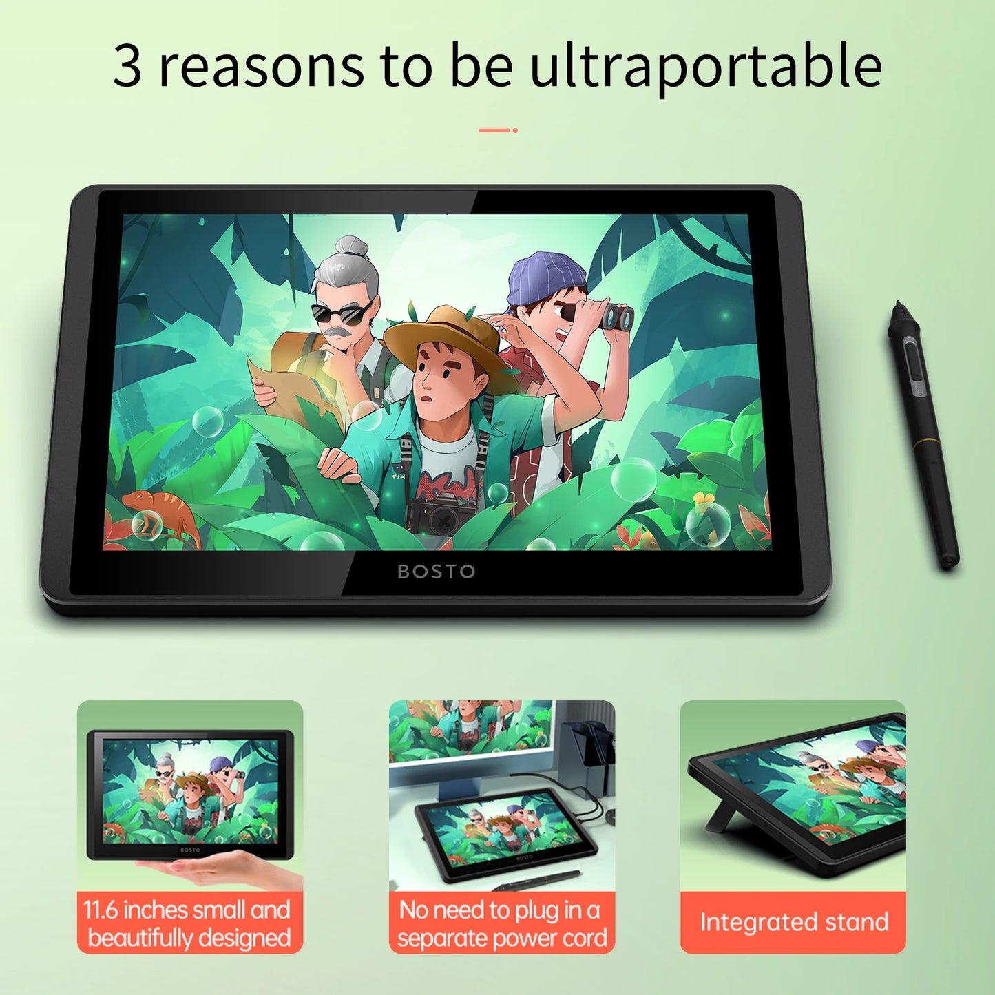 11.6 Inch LCD Drawing Tablet Display 1366x768 Pen Pressure