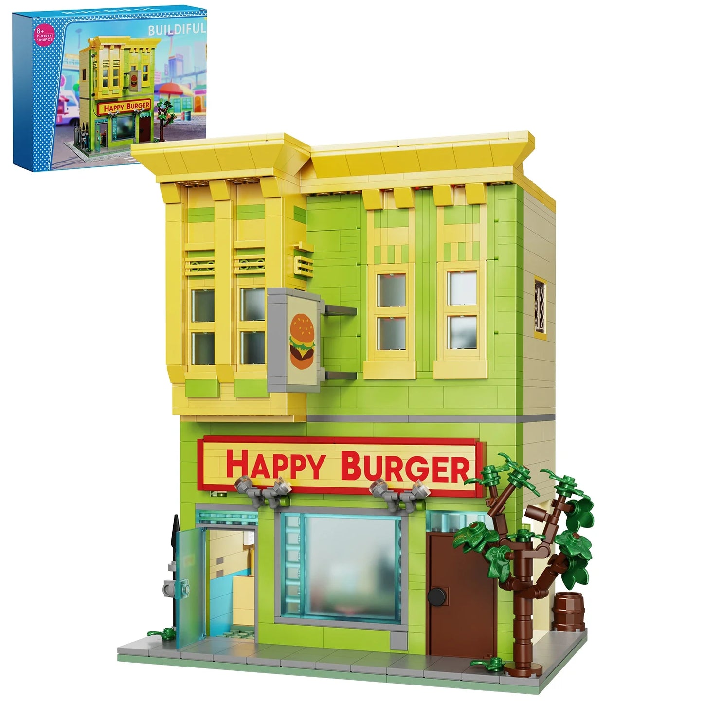 1018-Piece Street View Burgers Store Block Set