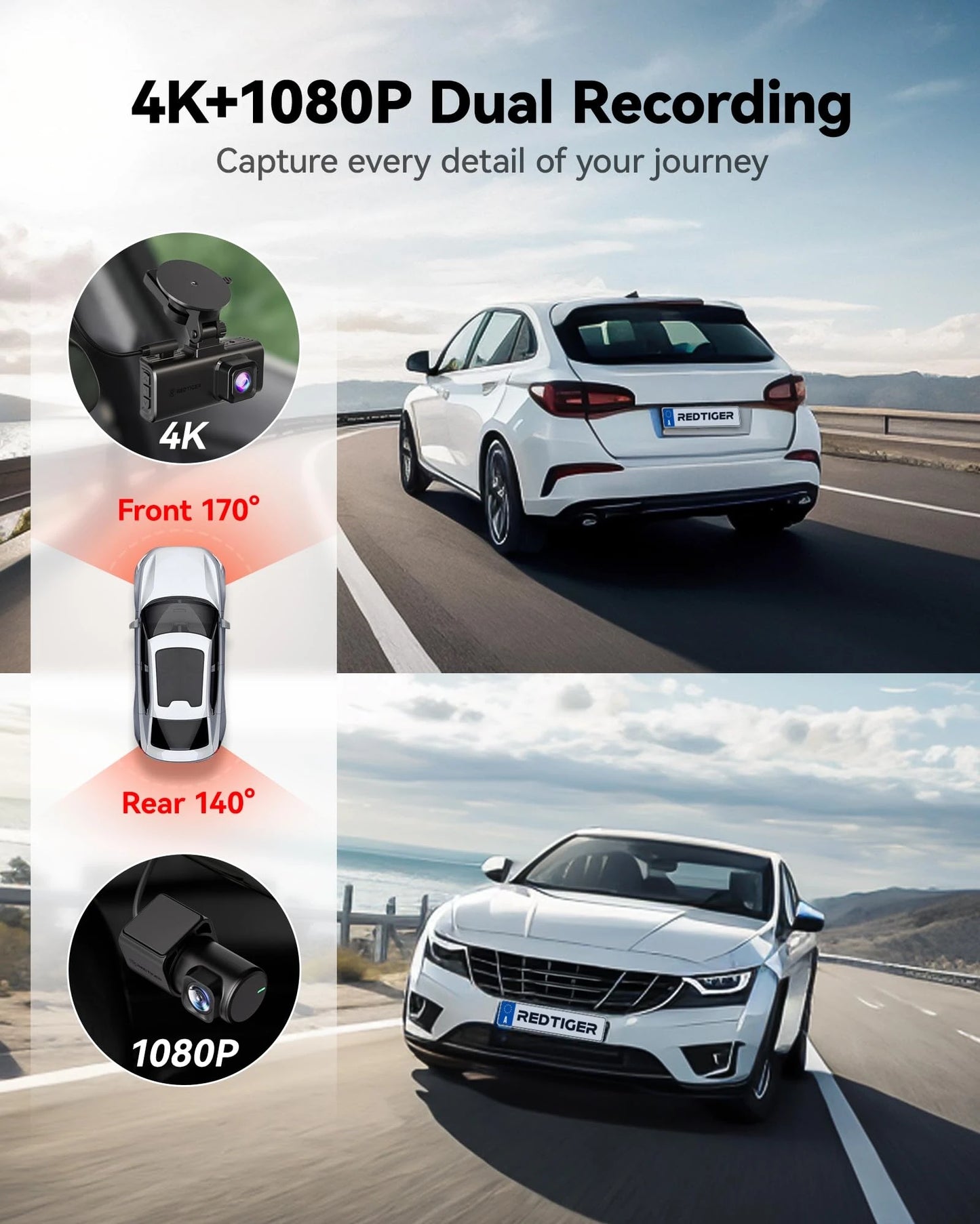 4K Dual Dash Camera Starvis 2 WiFi Car Recorder
