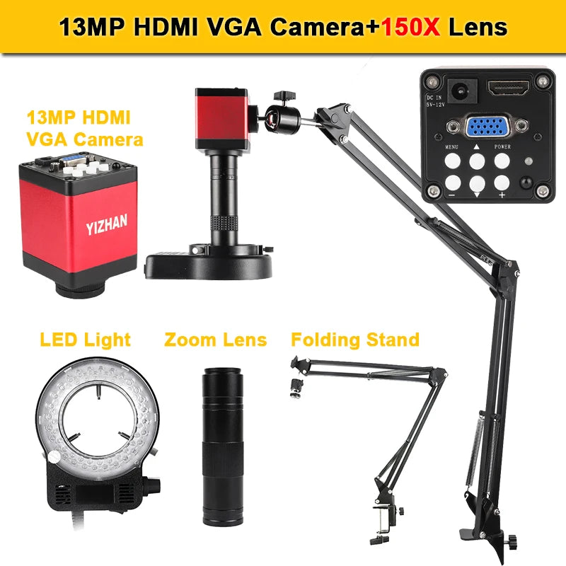 4K 48MP Soldering Microscope with LED Lighting and Metal Frame