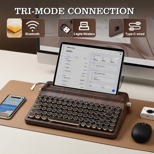 Wood Grain Wireless Mechanical Keyboard Cocoa Cream V2 Linear