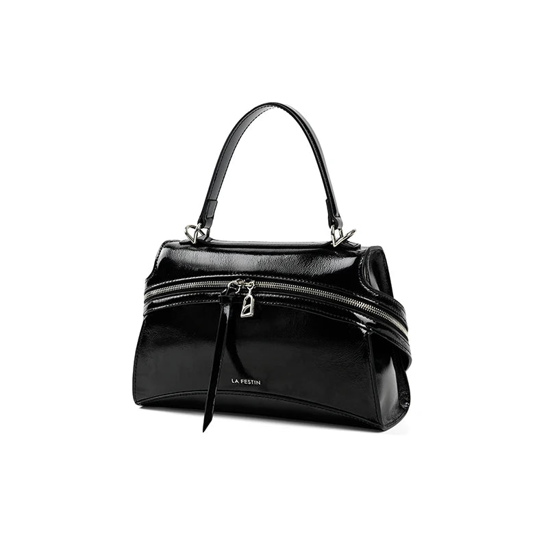 Versatile Black Suede Shoulder Bag for Day and Night