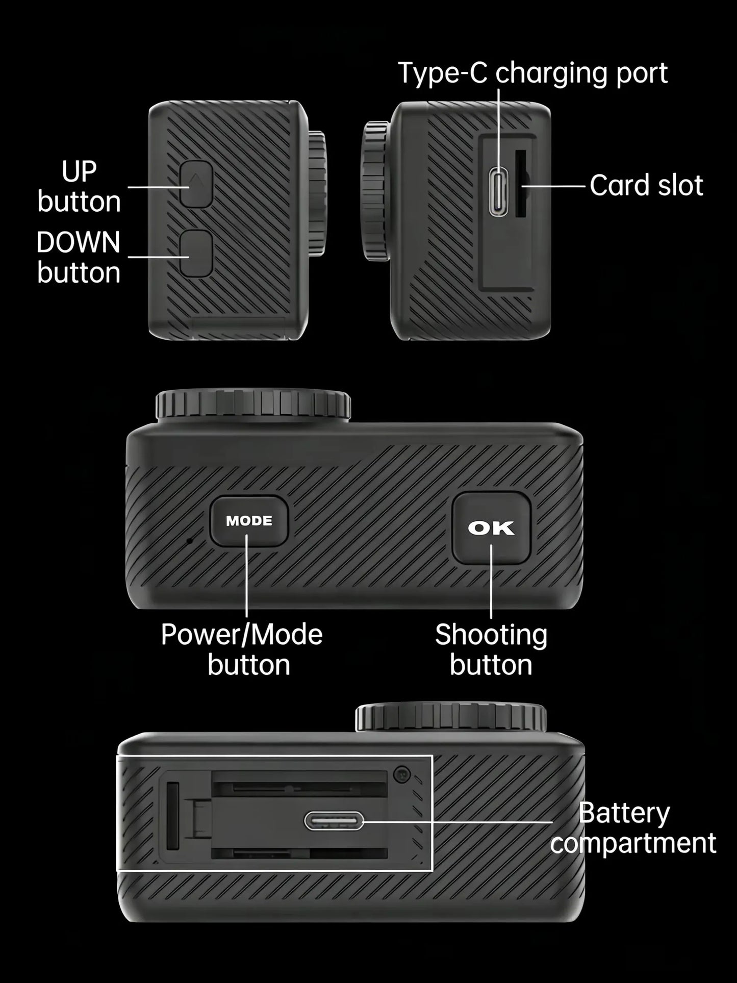 5K Dual Screen Action Camera 4K 60FPS 6-Axis Stabilization