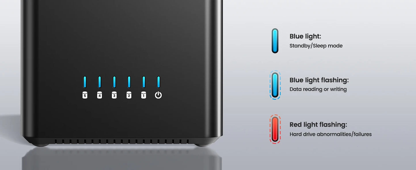 ORICO 5-Bay Magnetic SATA HDD Case USB-C Gamer Storage