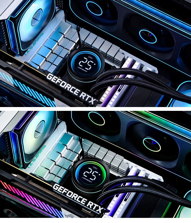 Black 240mm CPU Liquid Cooler with Mirror RGB Fans
