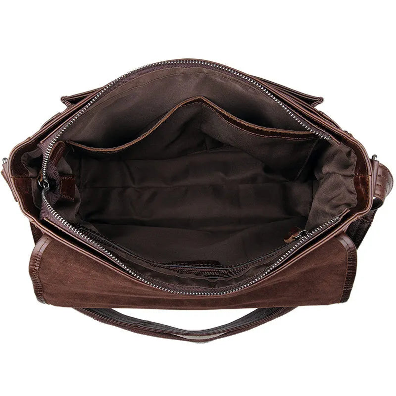 Men’s Leather Crossbody Bag Brown Oil-Waxed Style