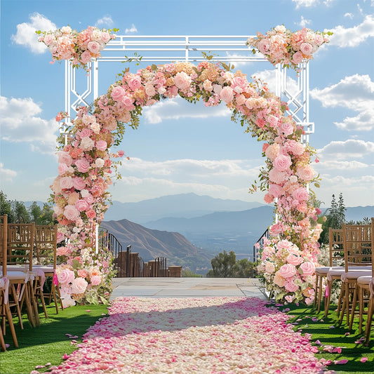 Modern White Wedding Arch Backdrop Stand 240cm