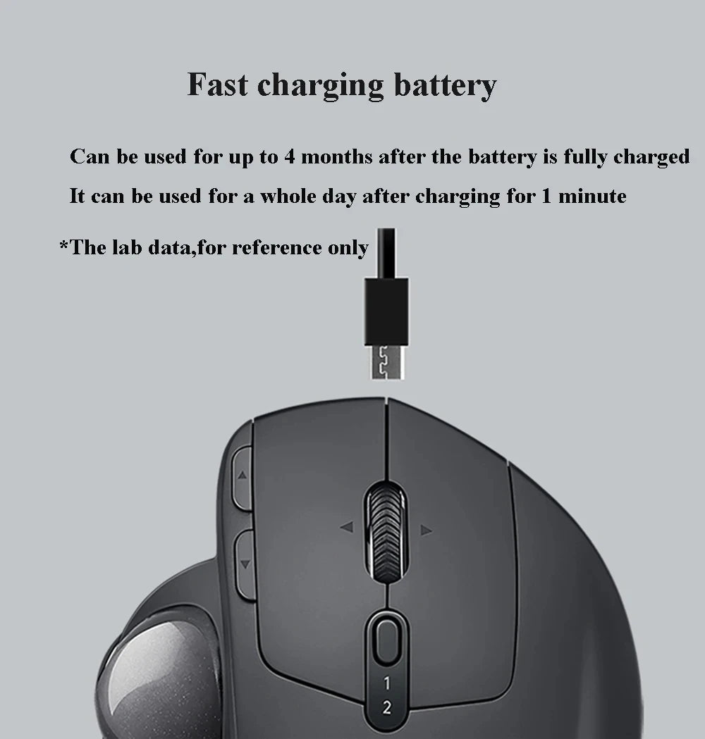 Wireless Ergonomic Trackball Mouse Adjustable Design Bluetooth