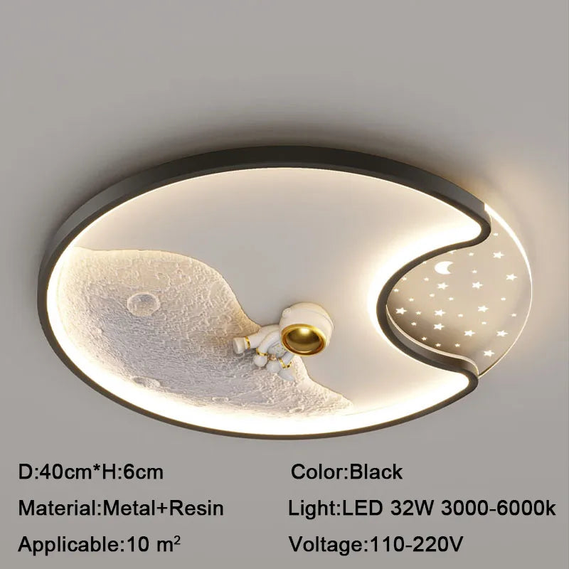40cm Modern Astronaut LED Ceiling Light Black