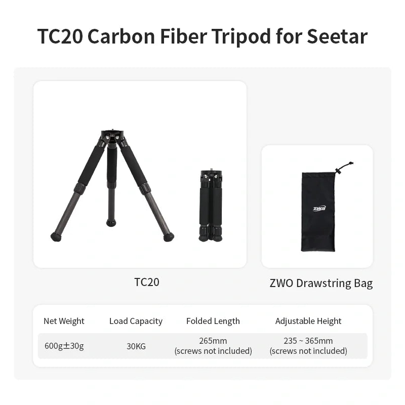 TC20 Tripod for Photography Heavy Duty Carbon Fiber