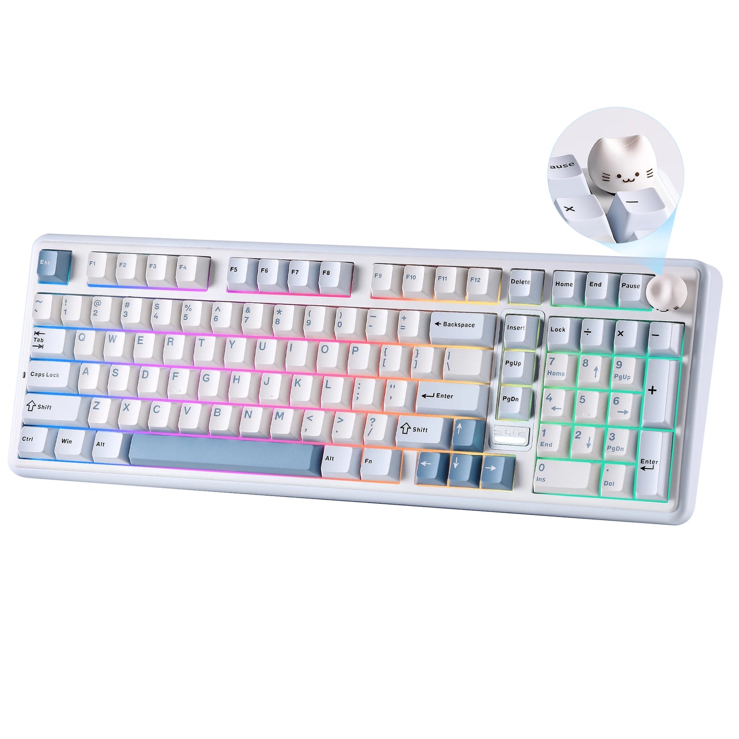 96% Wireless RGB Gaming Keyboard Hot Swappable Blue