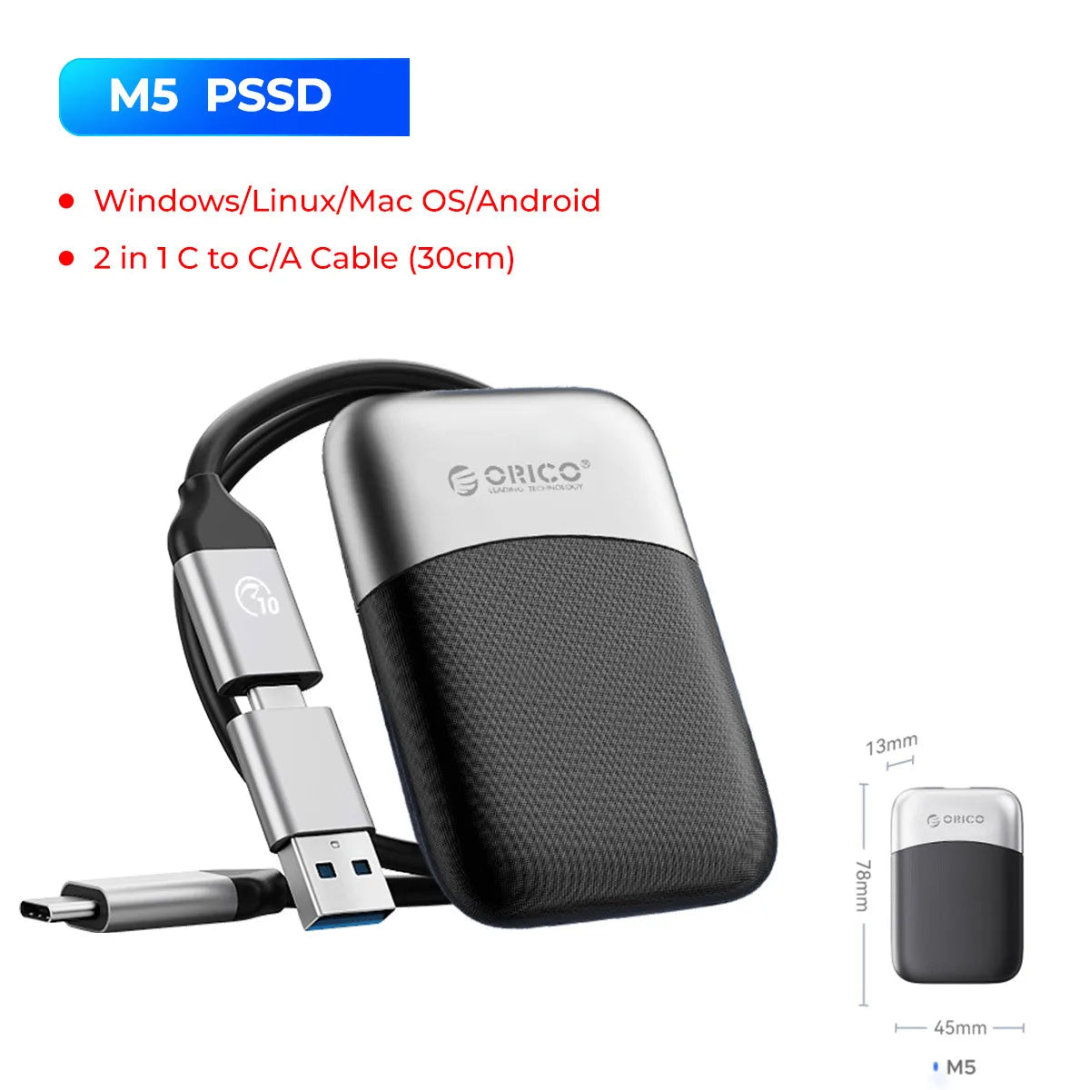 ORICO M5 2TB USB 3.2 Type-C High-Speed Portable SSD