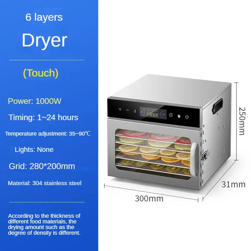 6 Tray Electric Food Dryer 220V Fruit Vegetable Dehydrator