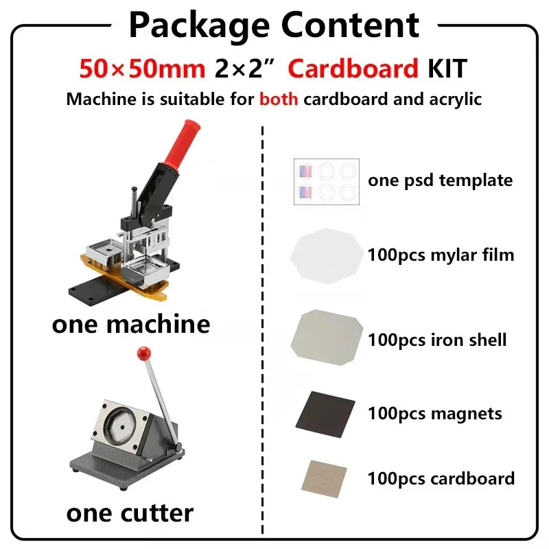 Square 50×50mm Magnet Making Machine with Cardboard Set