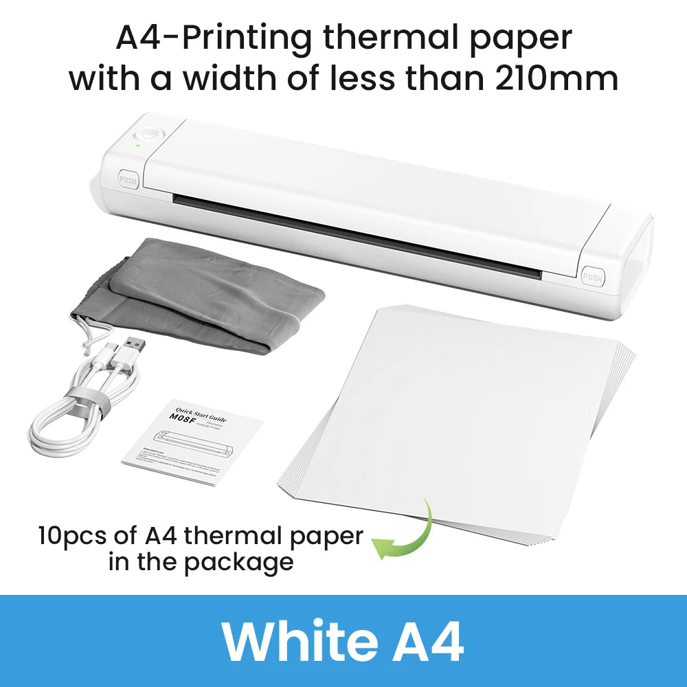 Portable A4 Thermal Printer Wireless Bluetooth for Phone & PC