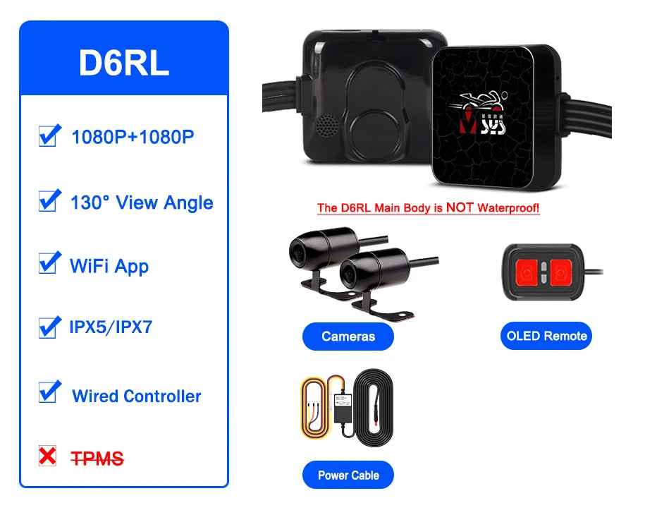 Waterproof Motorcycle Dash Cam 1080P 128GB Night Vision