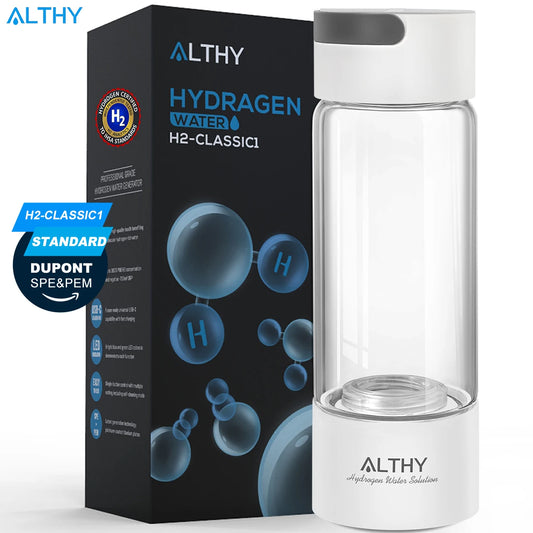 Hydrogen Water Generator Bottle with Glass Cup and Inhaler