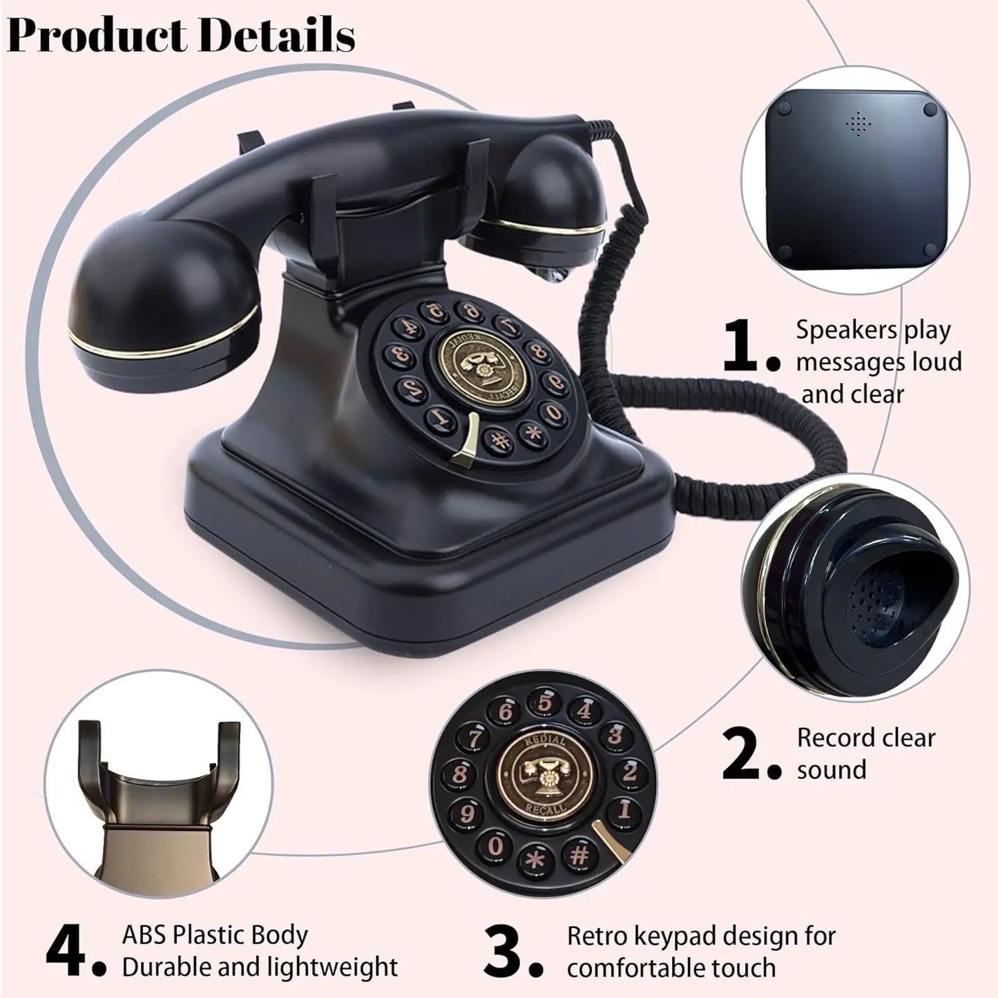White Vintage Audio Guestbook Phone for Parties and Events