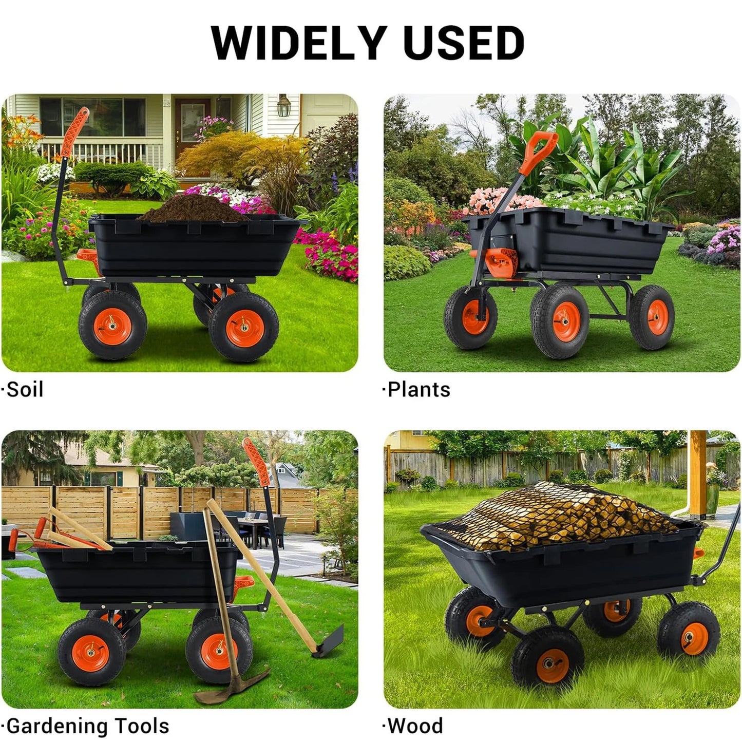 Heavy-Duty 900lb Garden Cart with Rotating Handle