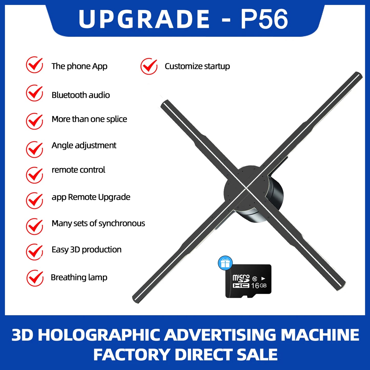 56cm 3D Holographic Fan Display with WiFi Control
