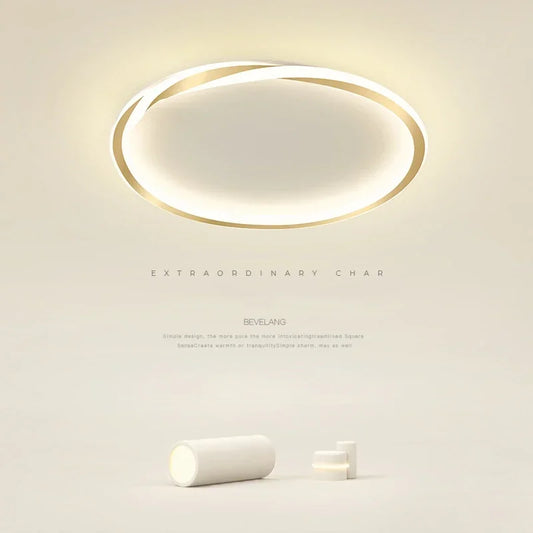 Compact 40cm Gold Round LED Ceiling Lamp with Remote Dimming