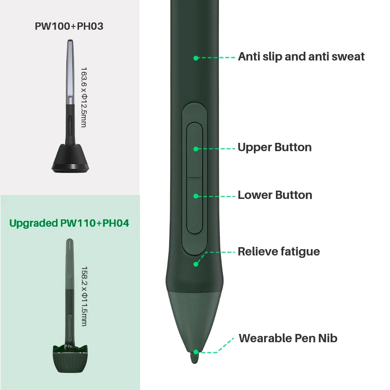 Huion Inspiroy 2 Wireless Green Drawing Tablet with 8 Shortcut Keys