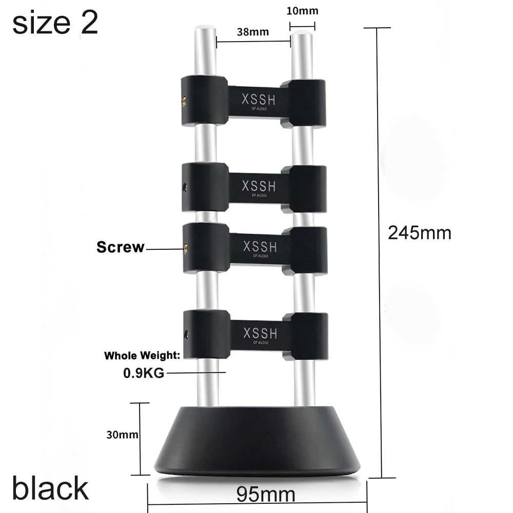 Aluminum Audio Cable Organizer Stand Size 2 Black 2pcs