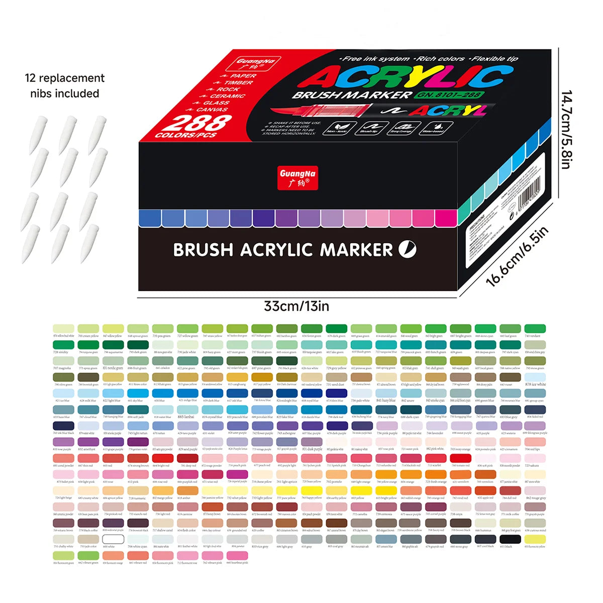 288 Colours Liquid Acrylic Markers for Creative Painting