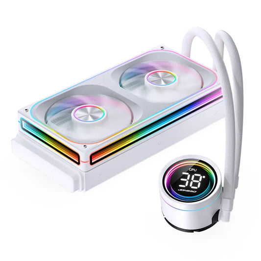 White CPU Liquid Cooling Radiator with Dual RGB Fans