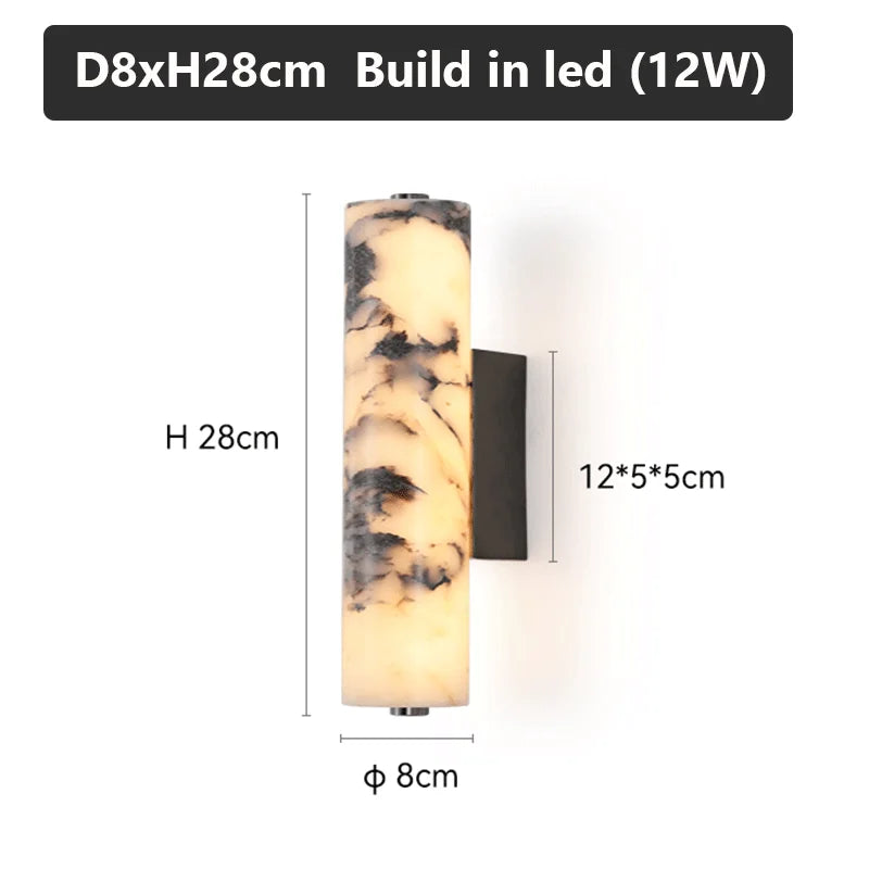 Italian Style Black Marble Wall Lamp Warm White Bedroom Light