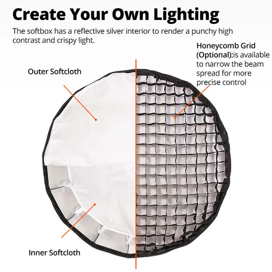 70cm Quick-Release Parabolic Softbox with Grid