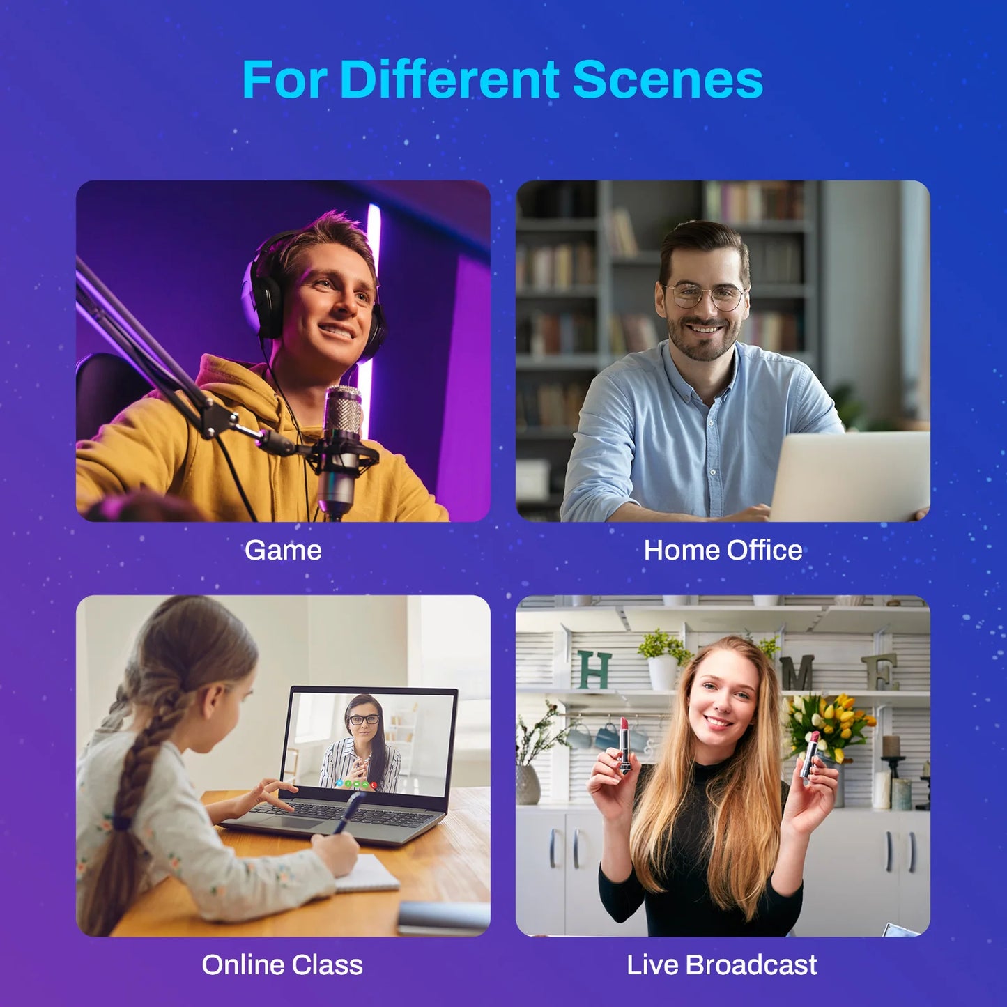 4K USB Webcam with Autofocus and Dual Microphones