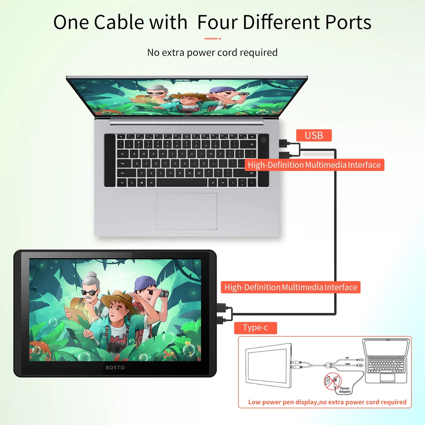 11.6 Inch LCD Drawing Tablet Display 1366x768 Pen Pressure