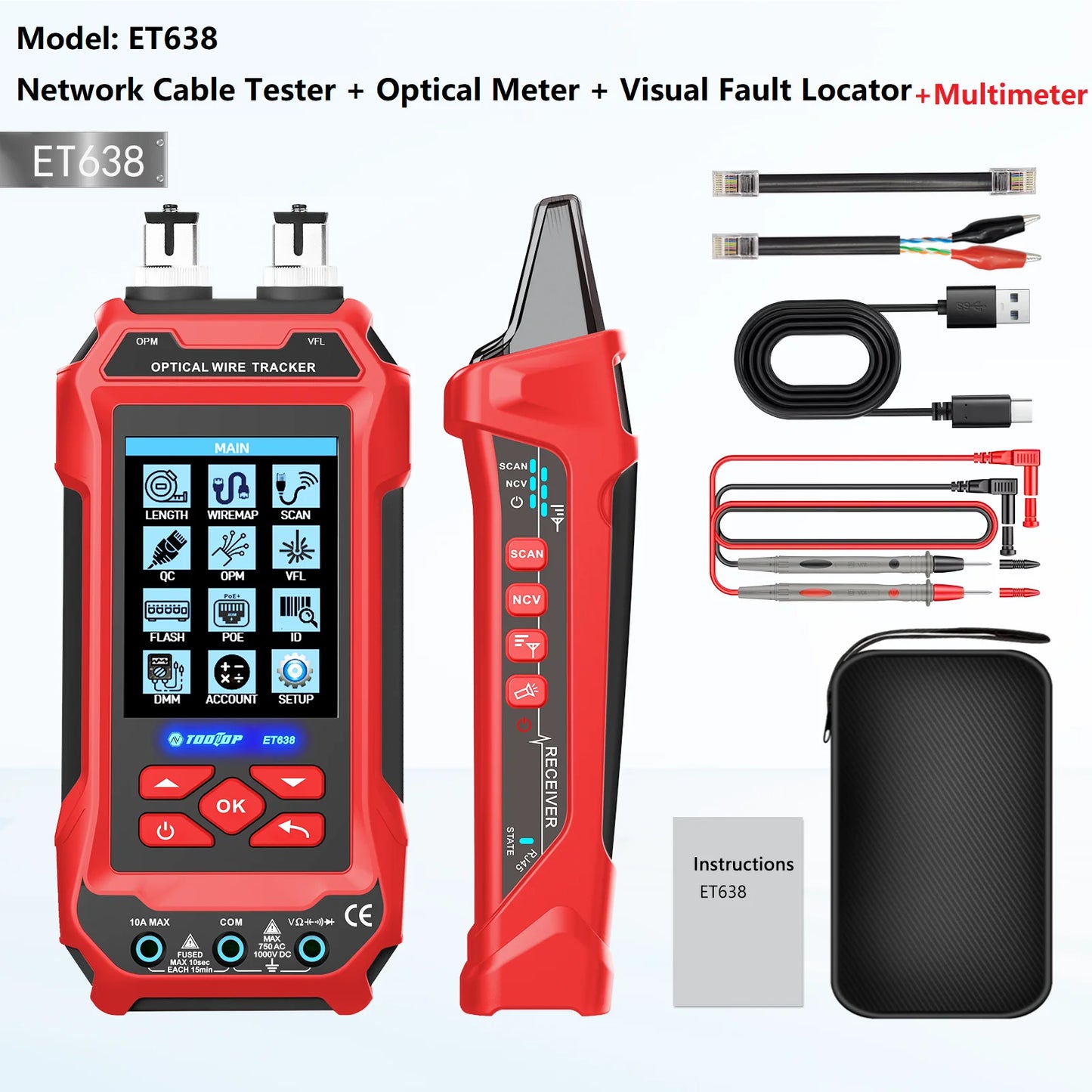 Multimeter Cable Tracker with Optical Power Meter