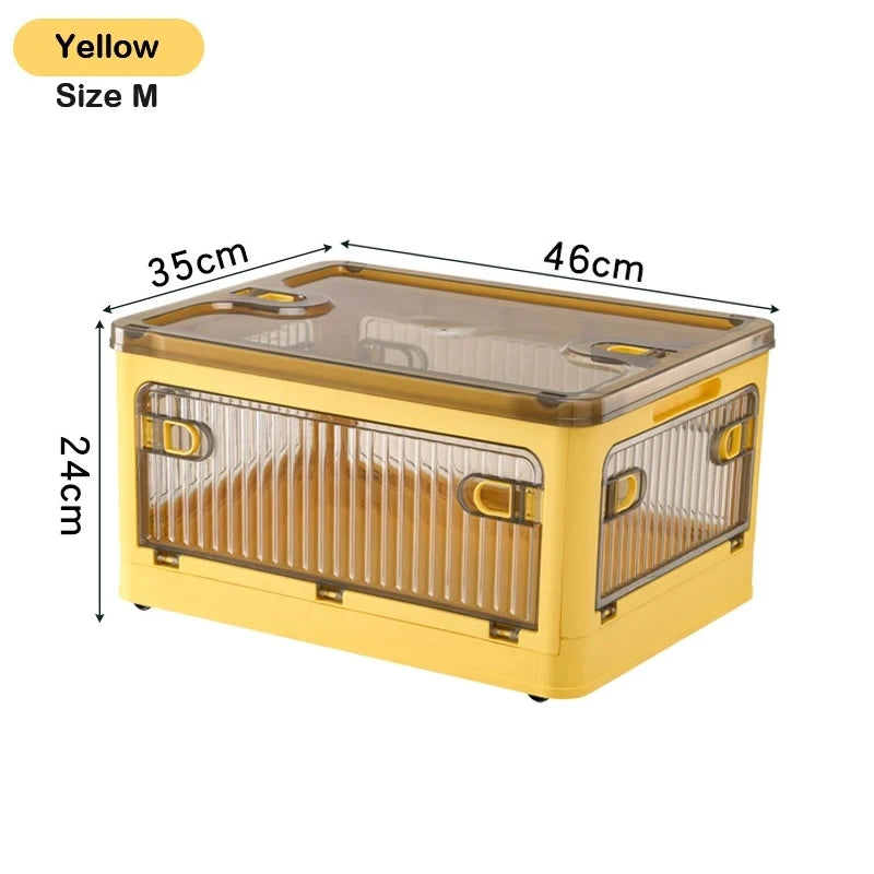 Foldable Storage Box with Wheels Stackable Closet Organizer