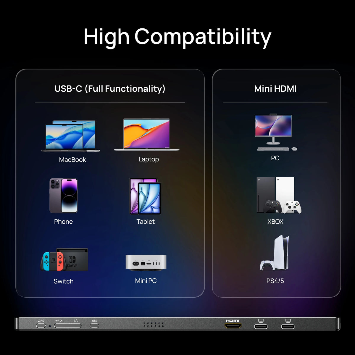16 Inch QHD Portable Monitor USB-C HDMI for Laptop Gaming