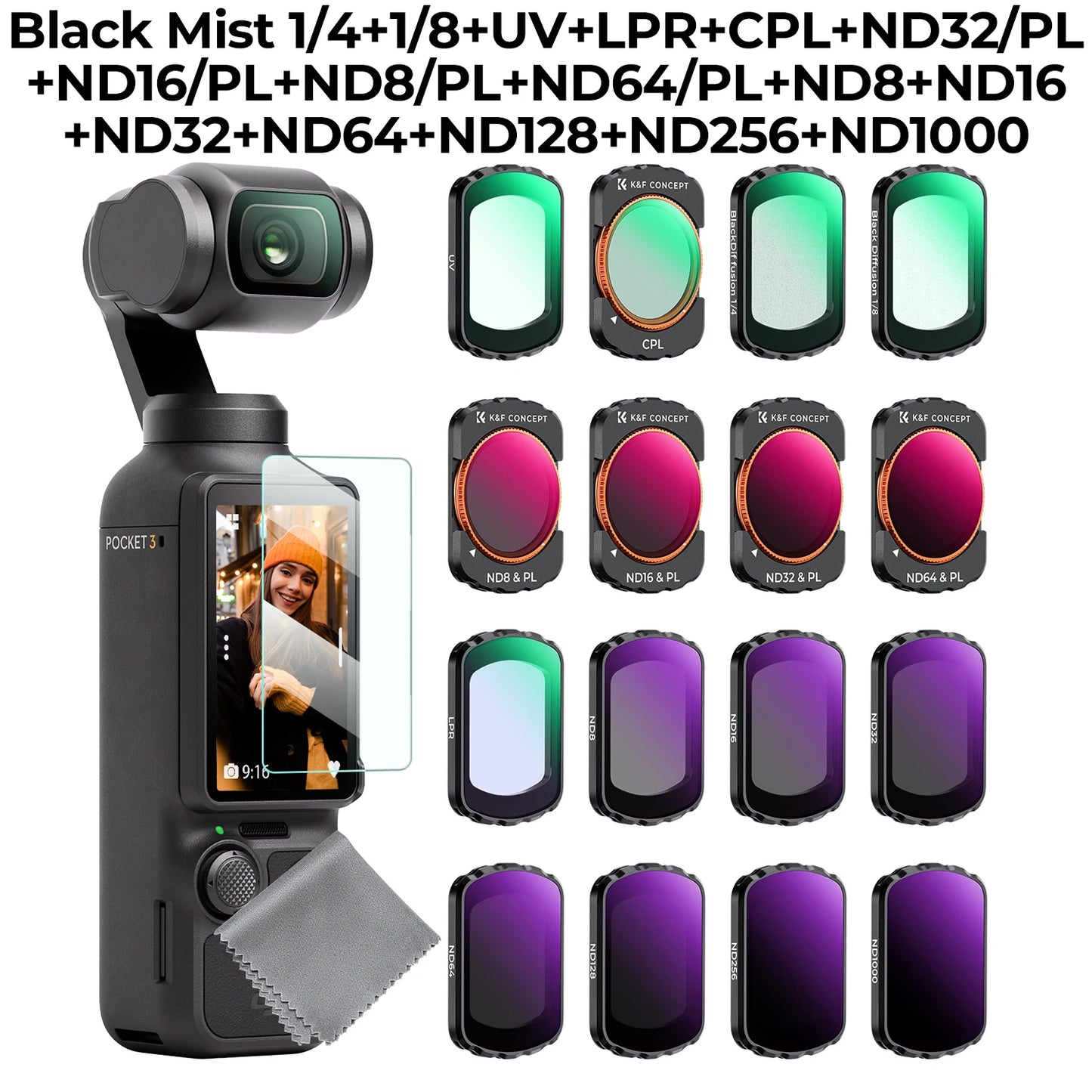 16-Piece Camera Filter Set for DJI Osmo Pocket 3