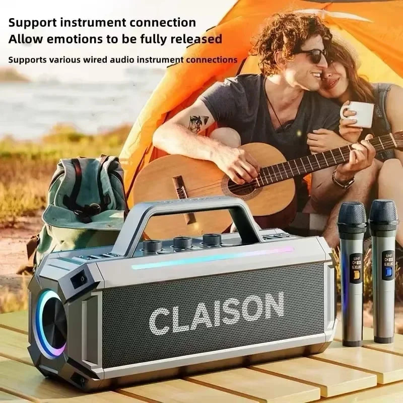 300W Bluetooth Karaoke Machine with Two Mics and LED Party Lights