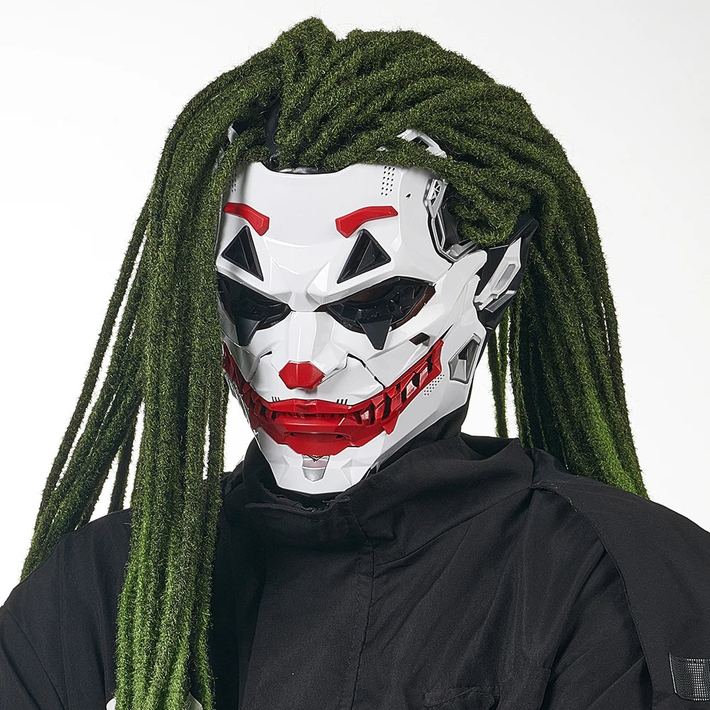Halloween Cyberpunk Clown Mask with Braided Hair